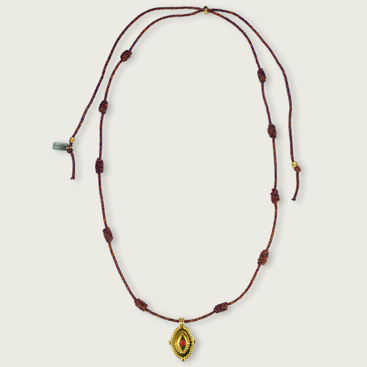 Touw ketting met gouden bedel