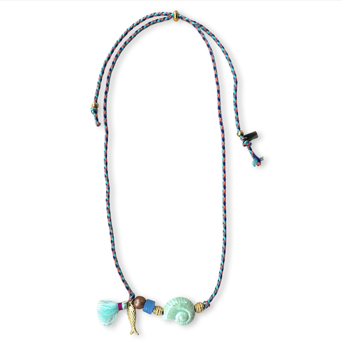 Colorful necklace with ceramic fish