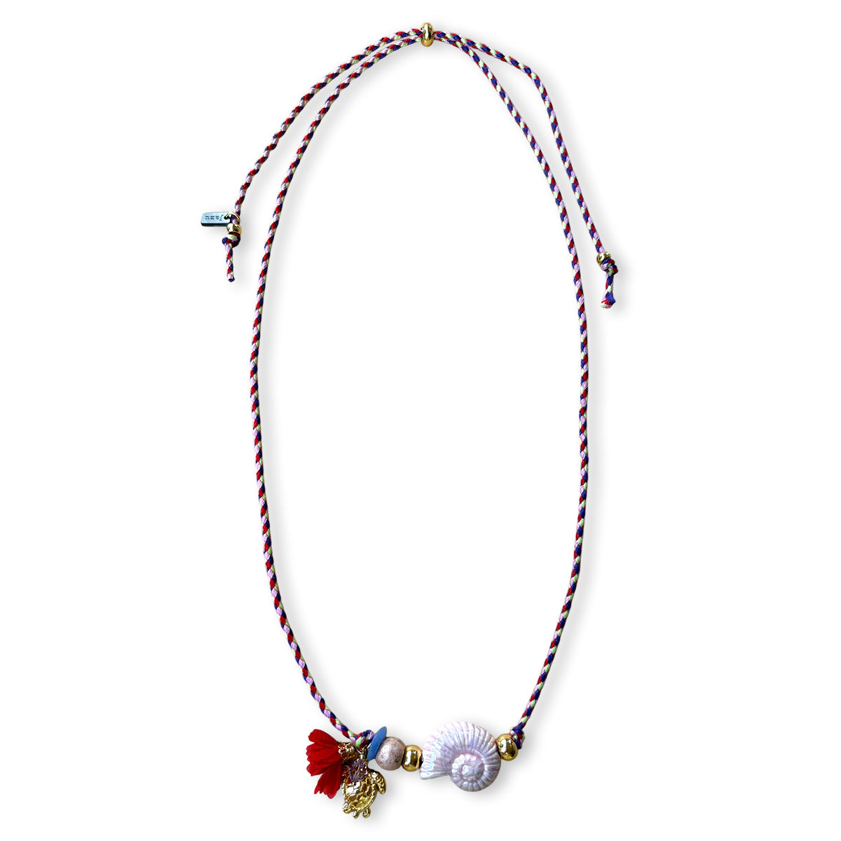 Colorful necklace with ceramic fish