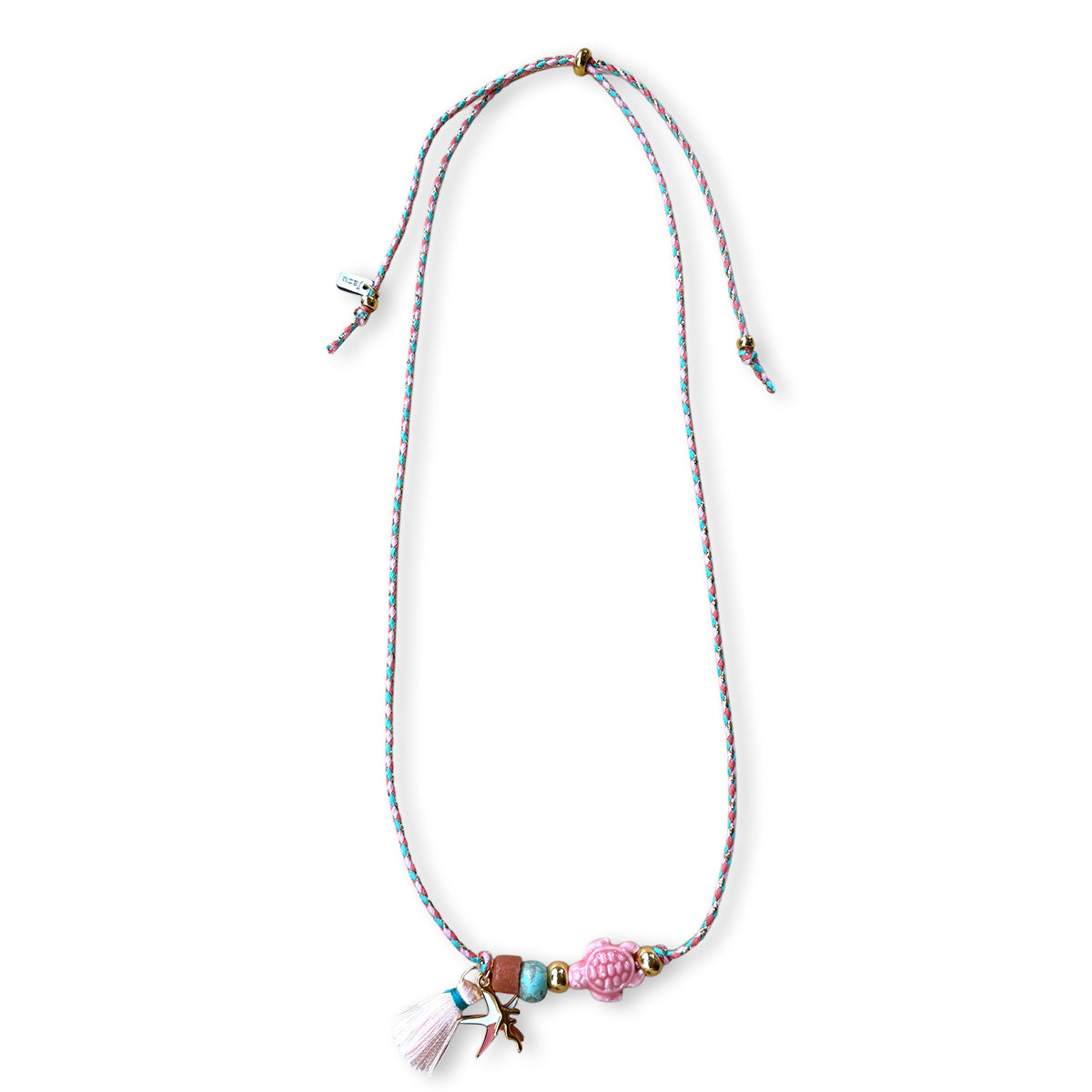 Bunte Halskette mit Keramikfisch