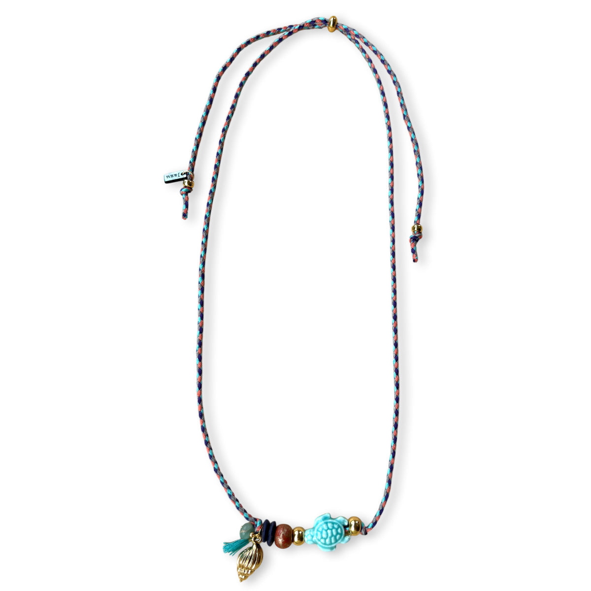 Bunte Halskette mit Keramikfisch