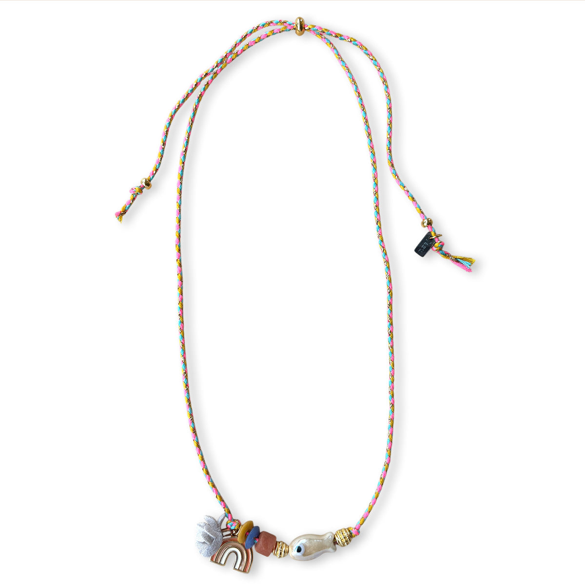 Colorful necklace with ceramic fish