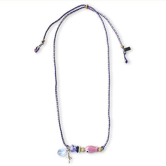 Colorful necklace with ceramic fish